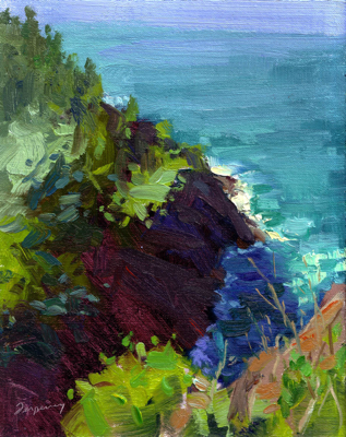 Kauai Canyon, Oil on Linen, 10x8
