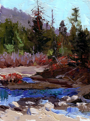 Truckee River Warmth, Oil on Linen, 8x6