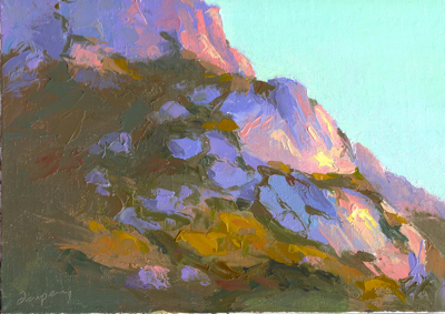 Hollister Peak (an alternative view), Oil on Linen, 9x12