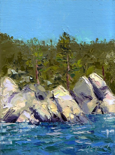 Lake Tahoe, Oil on Linen, 8x6