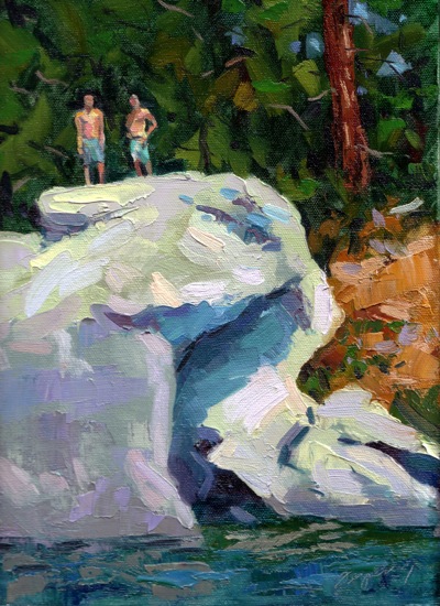 Diving Rock, Lake Tahoe - Oil on Canvas - 12x9