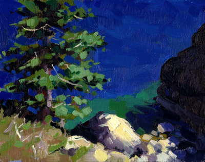 From the Rubicon Trail (Lake Tahoe), Oil on Linen, 8x10