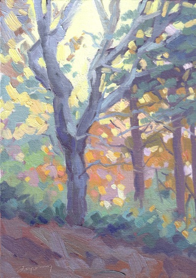 Faint Sunset (Buena Vista Park), Oil on Canvas, 12x9