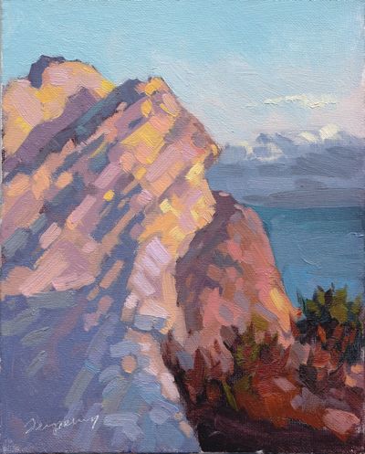 Cliffs at Avila Beach (Golden Hour), Oil on Canvas, 8x10