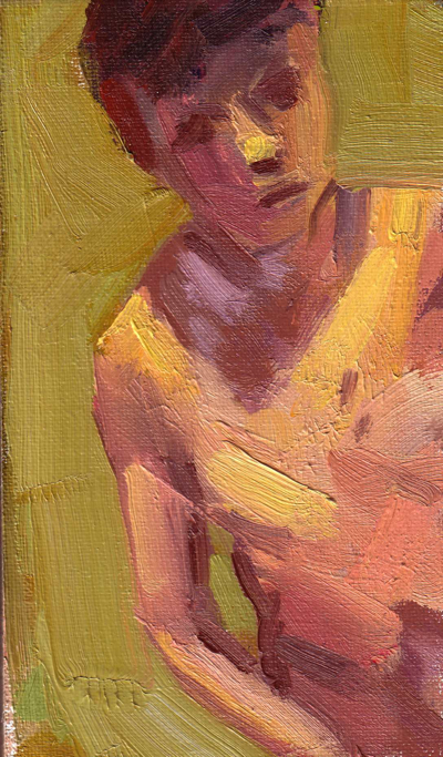 Boy, Oil on Canvas, 3 3/4 x 6 1/2