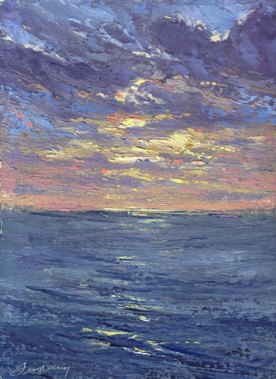 Sunset Ragged Point. CA (October 4, 2011, Oil on Linen, 12x9