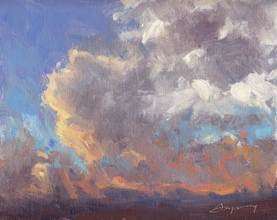 Sunset, San Miguel de Allende (March 10, 2012), Oil on Linen, 8x10