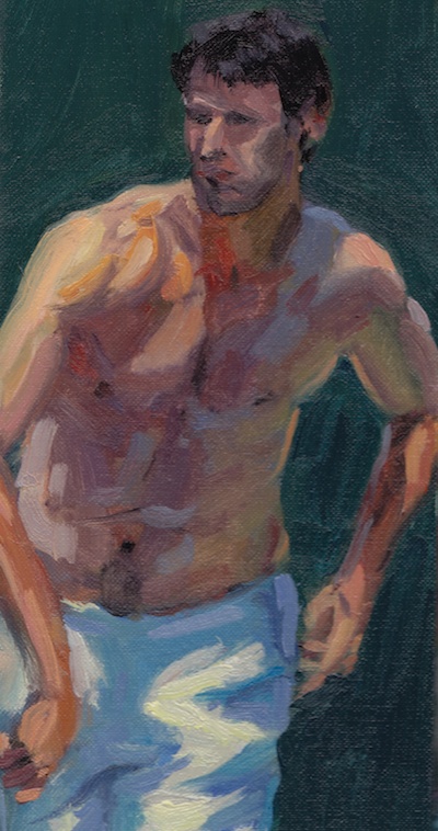 Tennis Player 3, Oil on Linen, 10x5.5