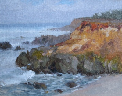 Moss Beach Bluffs (Gray Day), Oil on Linen, 11x14