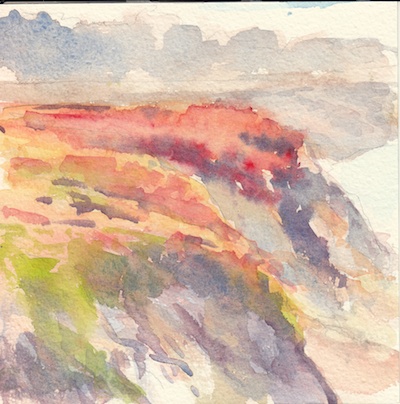 Moss Beach Bluffs 1, Watercolor, 6x6