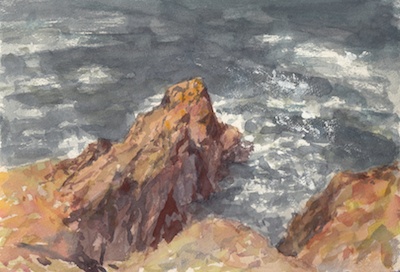 Moss Beach Study, Watercolor, 9x12