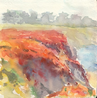 Moss Beach Study 2, Watercolor, 6x6
