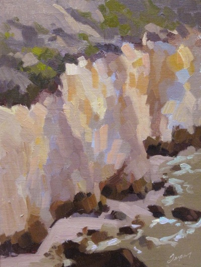 White Bluffs of Avila Cove, Oil on Linen 12x9