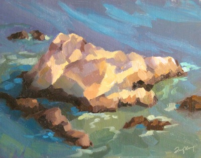 Avila Rocks & Surf, Late Afternoon, Oil on Linen, 11x14